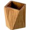 Bamboo Wood Pen Holder Stand for Desk Geometric Pencil Cup Pot Cute Desktop Office Supplies, Makeup Brushes Organizer (Bamboo)